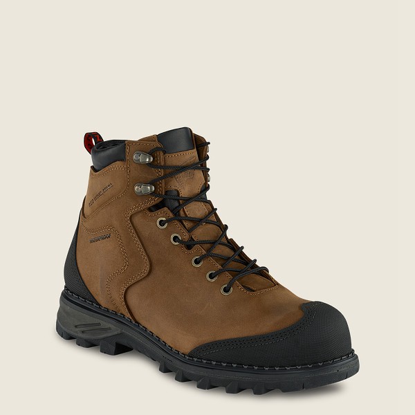 Red Wing Safety Boots Brown/Black - Red Wing Mens Burnside - 6-inch Waterproof Toe - TFPCW-0946